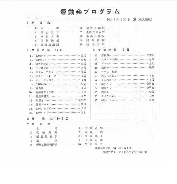 ファイル:1963年学校祭プログラム 運動会プログラム.jpg