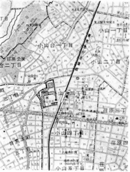 1973年(昭和48年)の小山台高校付近 (日地販より)