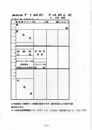 文化祭タイムテーブル